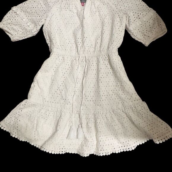 Vince Camuto Cotton Eyelet Tasseled Drawstring Dress Size 10 - Picture 10 of 16